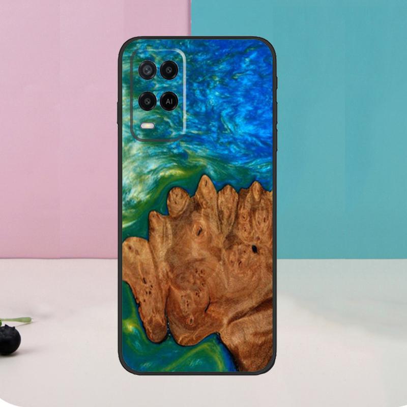 Hybrid Wood Resin Case For Oppo A78 A98 A58 A18 A38 A74 A94 A54 A15 A17 A57 A6 A5 Pro A16 A76 A96 A40 A60 A80