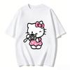 2026 New Hello Kitty Camera Cartoon Print Tshirt Family Matching Outfits Casual Short Sleeve Tee for Women Unisex Kid Highquality
