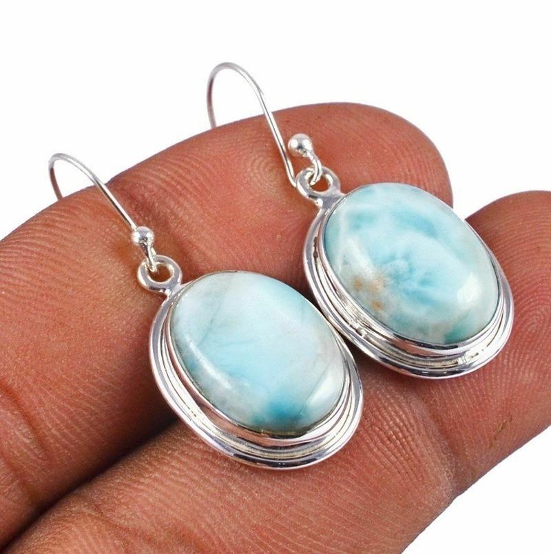 Larimar Women Natural Zircon Hoop Earring Party Bride Wedding Engagement Fine Jewelry