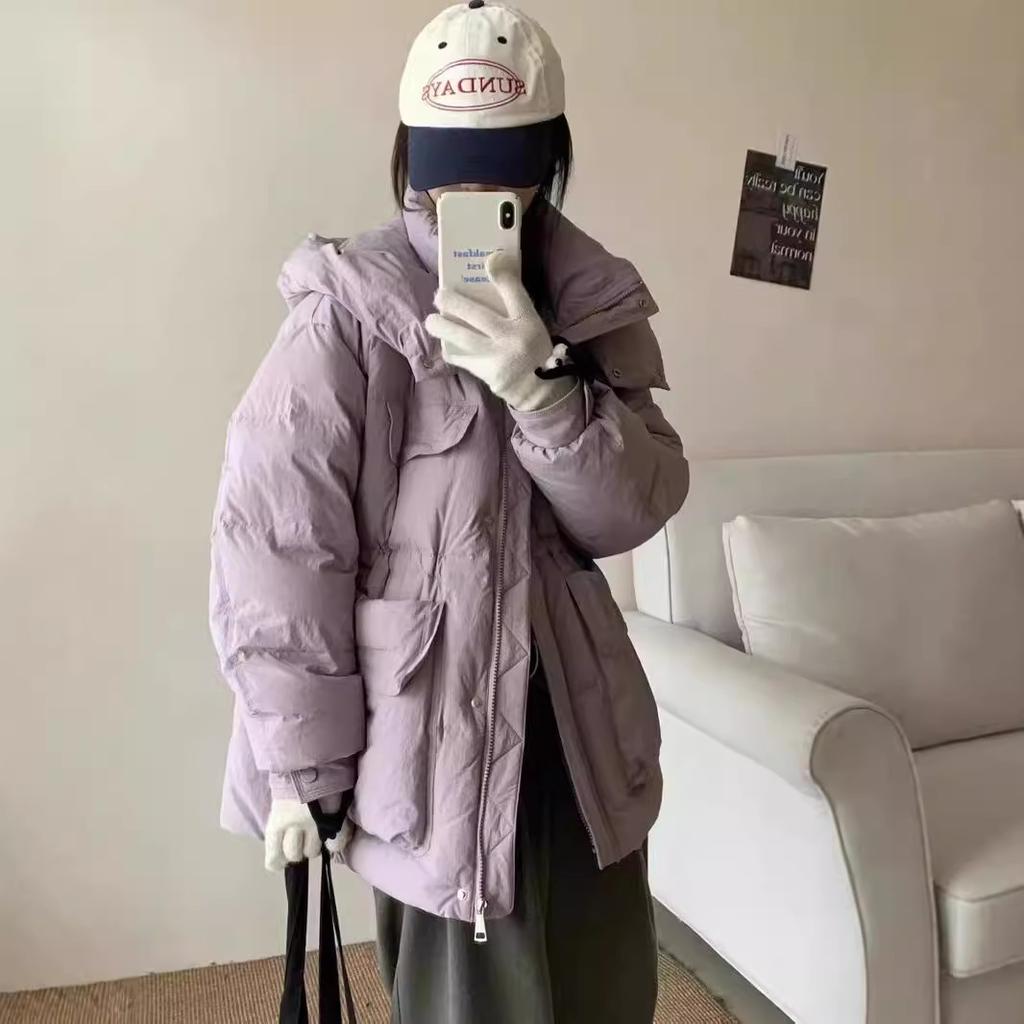 Winter new fashionable versatile thickened white duck down jacket casual medium and long coat women