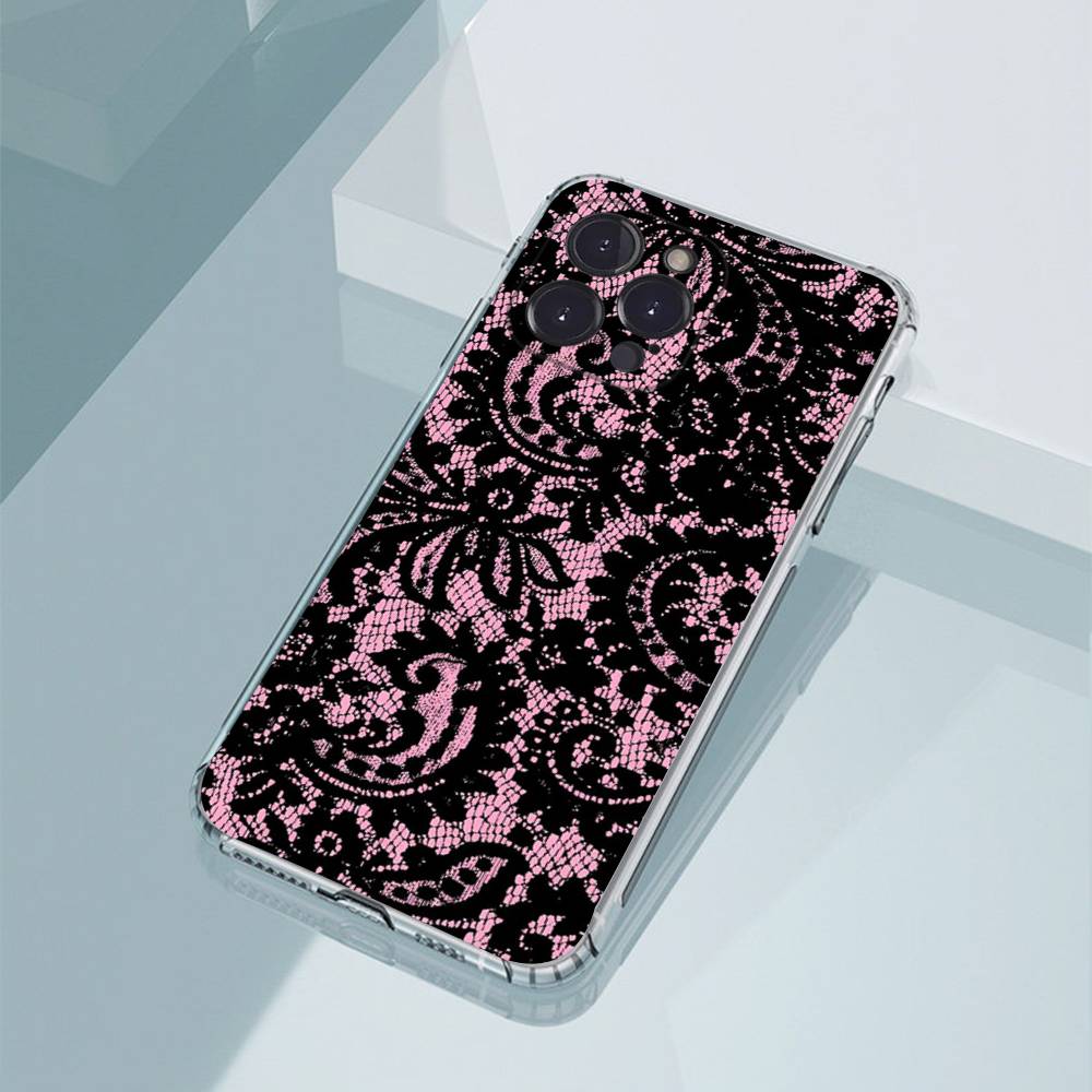 

Lace Print Phone Case For iPhone11,12,13,14,15,16,17,Plus,Pro,Max,Plus,Transparent Cover iPhone16e