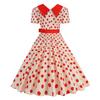 Damen Casual Polka Dot Print Kurzarm Midi Kleid mit Kragen - Leicht für den Sommer