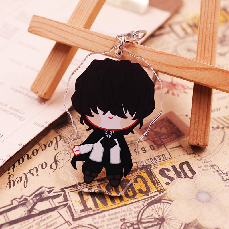 Action Bungo Stray Dogs Keychain Playthings Q Version Nakajima Atsushi Yosano Akiko Kunikida Doppo Mori Ogai Plastic Key Ring Present Toy