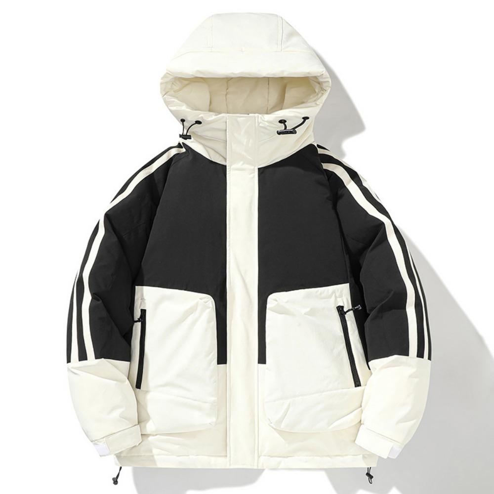 Men's new down jacket winter trend hooded jacket couple men's and women's same thickened white duck down cold top