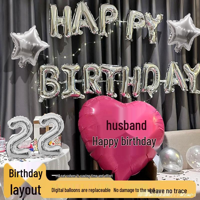 Elegant Birthday Decorations for Men: Number Balloons and High-Class Atmosphere for Husband or Boyfriend's Surprise Party.