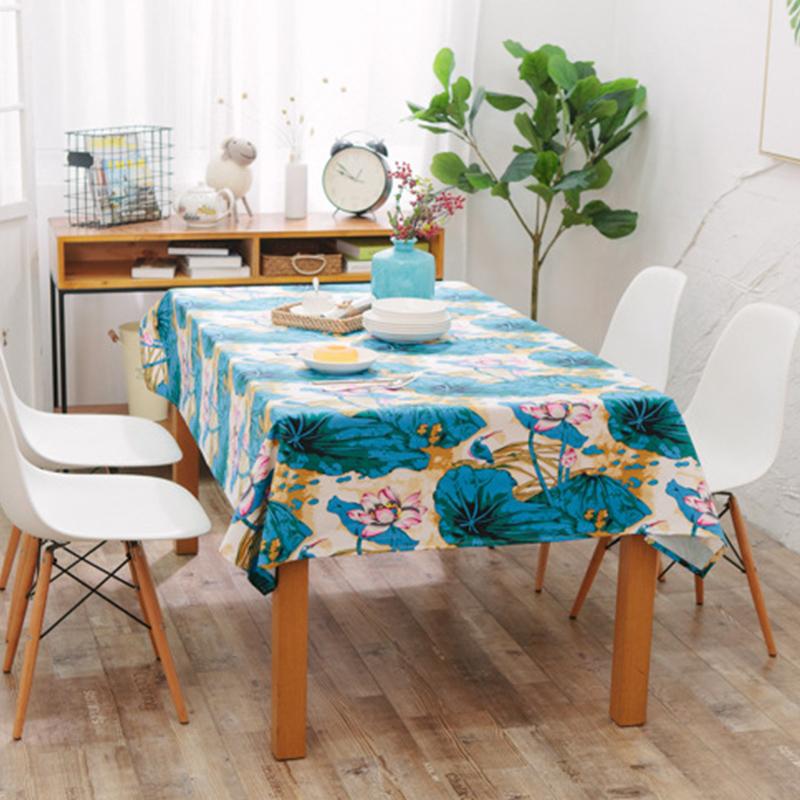 

Скатерть в американском стиле с синим листом лотоса, утолщенная, для свадебного стола, прямоугольная скатерть, домашний текстиль 90X90 CM
