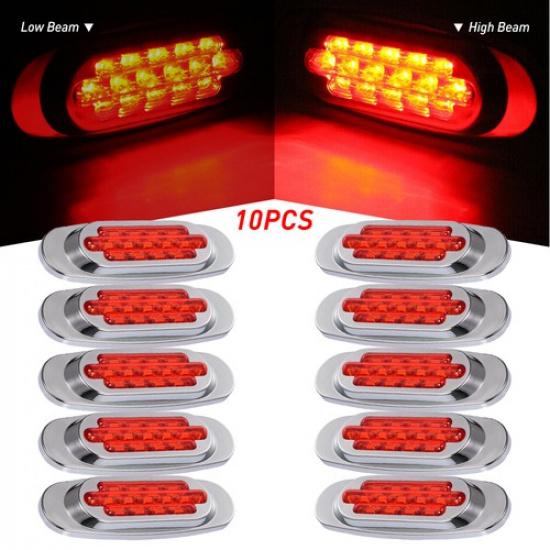 2/4/10X 6.5" Amber Side LED Marker Lights Chrome 12V Clearance Truck Trailer