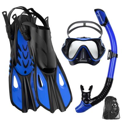 Adult Adjustable Snorkeling Set: Diving Mask, Snorkel & Open-Heel Fins