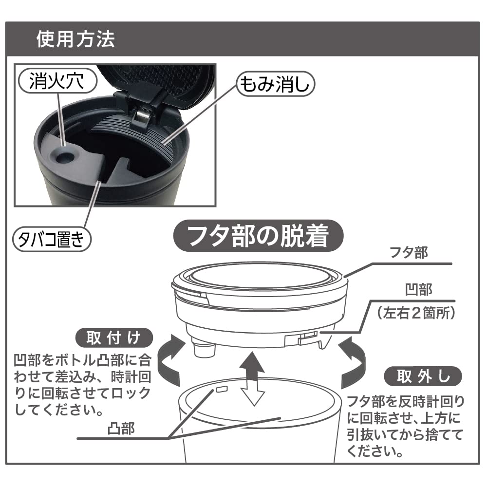 Seiko Sangyo Car Interior Accessories Ashtray EXEA Carbon Ash BK Drink Holder Type Black ED-237