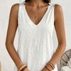 A-line Summer Casual Skirt Embroidery Solid White Dress Fashion V-Neck Lace Dress  Spring Summer