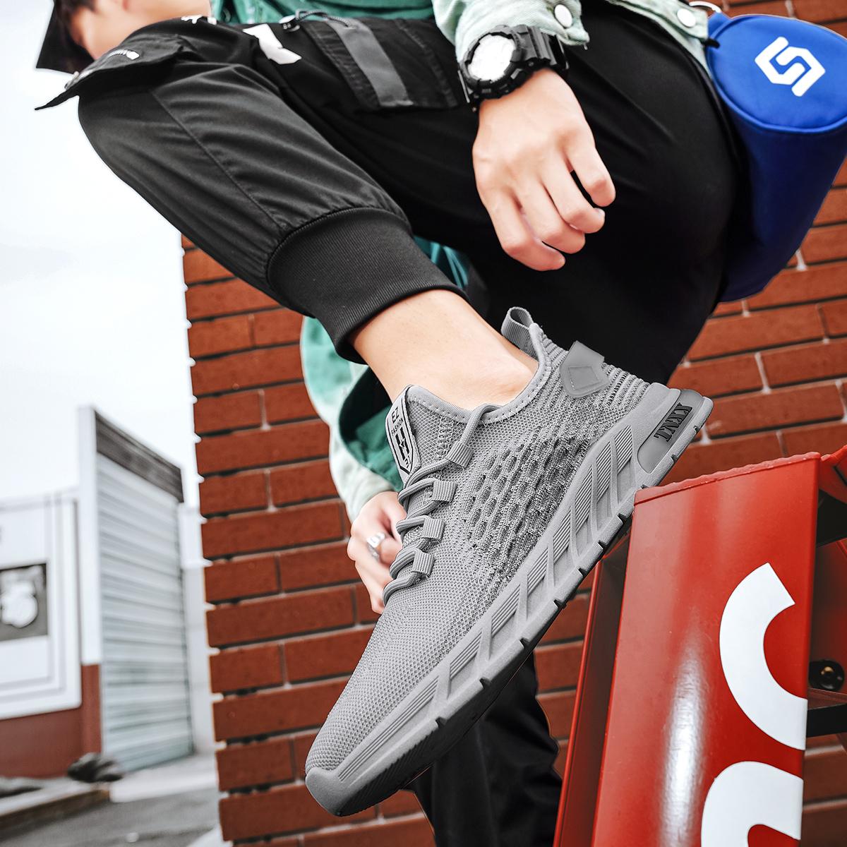 

Новые мужские модные удобные дышащие летающие тканые прогулочные спортивные кроссовки трендовые летние повседневные кроссовки