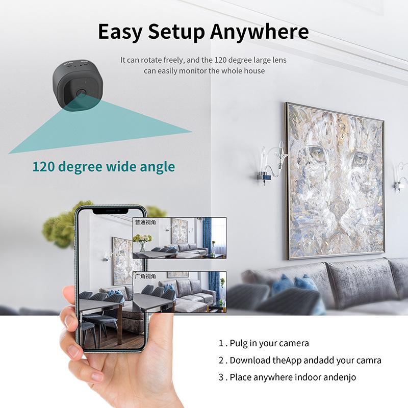 

Mini Security Ip Camera Night Vision High Definition 720P Wifi Surveillance Monitor With Rotatable Holder Smart Home
