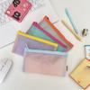 Simple Transparent Zipper Pencil Case Mesh Cosmetic Storage Bag Clear Stationery Bag Nylon Makeup Pouch Portable Travel Handbag