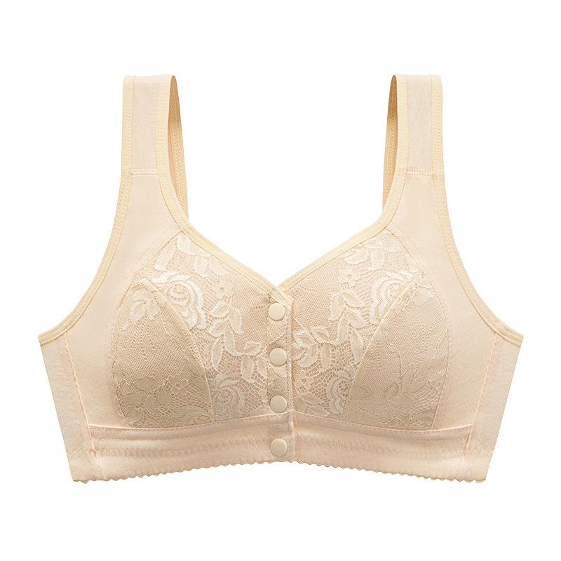 Fashion Middle-aged and Elderly Front Buckle Vest Type Mother Underwear Women's Comfortable Bra Large Size No Steel Ring Bra