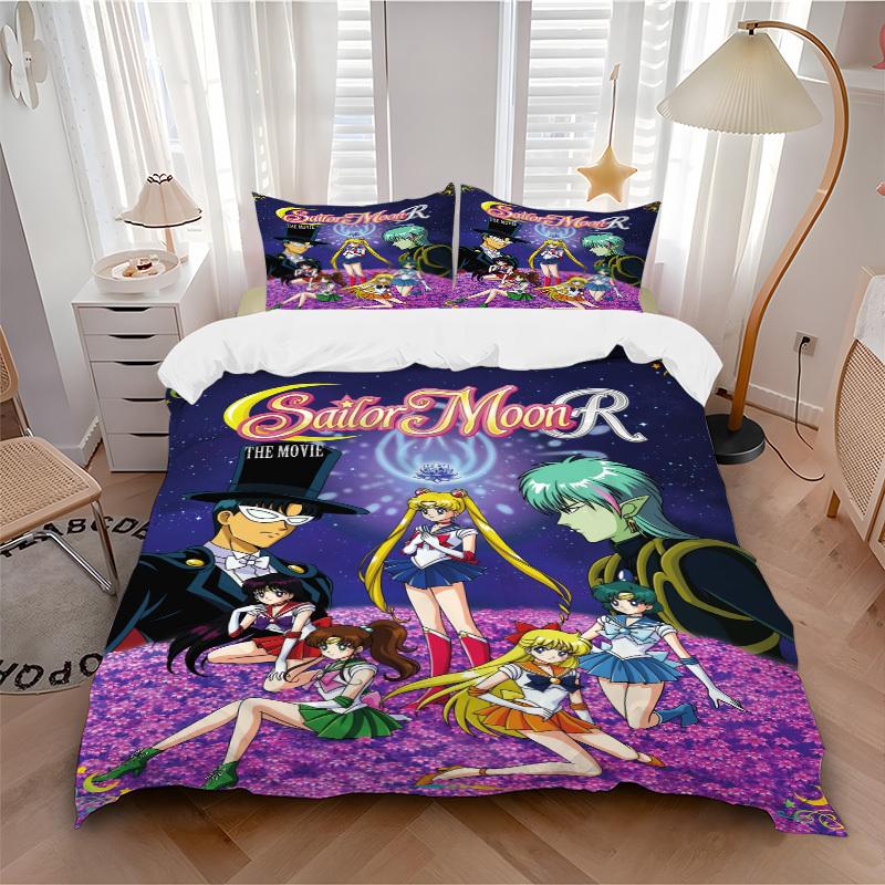 Sailor Moon R: The Movie Bedding Set  Comforter Cover Gift for Bedroom,Includes 1 Cover and 2 Pillowcases, No InsertB344