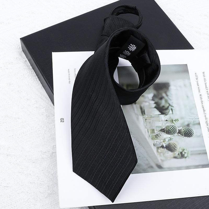 

Men S And Women S Business Dress No-Tie Black Zipper Groom Wedding Korean Version Narrow Lazy Striped Bow Tie Plaid