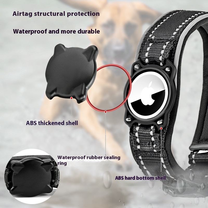 QR Code Waterproof Positioning Pet Collar with AirTag Protective Case Reflective Explosion-Proof Flashing Dog Collar