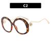 Y2K Vintage Oversized Round Sunglasses UV400 Punk Luxury Brand Designer Pearl Metal Wave Leg Shades for Women Men