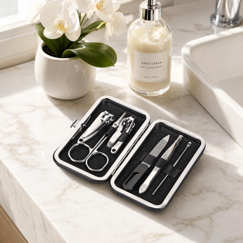 6-Piece Portable Case Nail Clippers Set Stainless Steel Pedicure Tool Grooming Kit  Professional Use