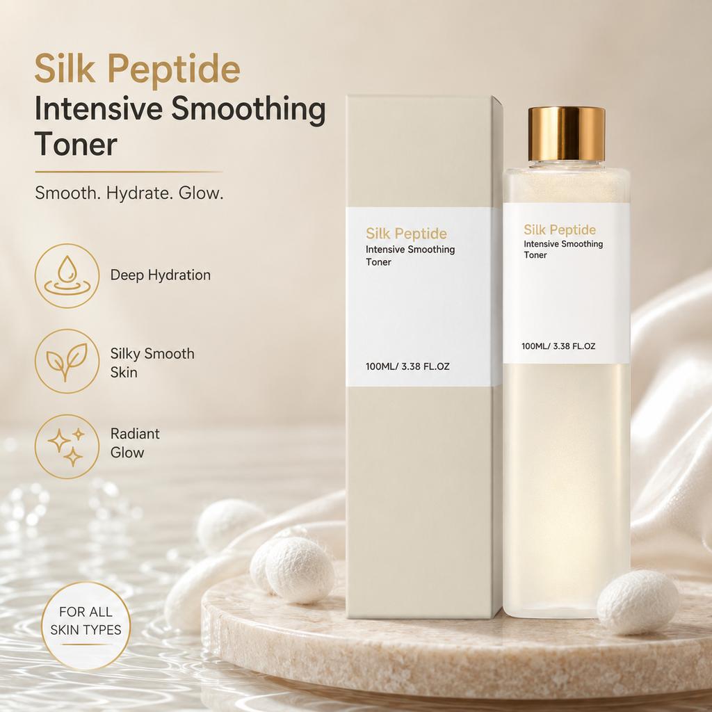 Tonico Viso Peptide di Seta Lenisce la Pelle Sensibile Leviga Intensamente le Linee Sottili Rivitalizza la Barriera Cutanea Illumina la Pelle Spenta Idrata Tonico Viso 100ml