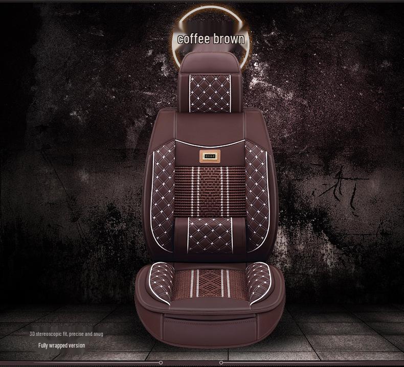 Univerzální celoroční potah na autosedačku z ledového hedvábí a kůže pro pětimístná vozidla