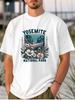 Sommer Weiches und Atmungsaktives Rundhals Kurzarm Herren T-Shirt Yosemite Nationalpark Landschaftliches Thema Oberteil