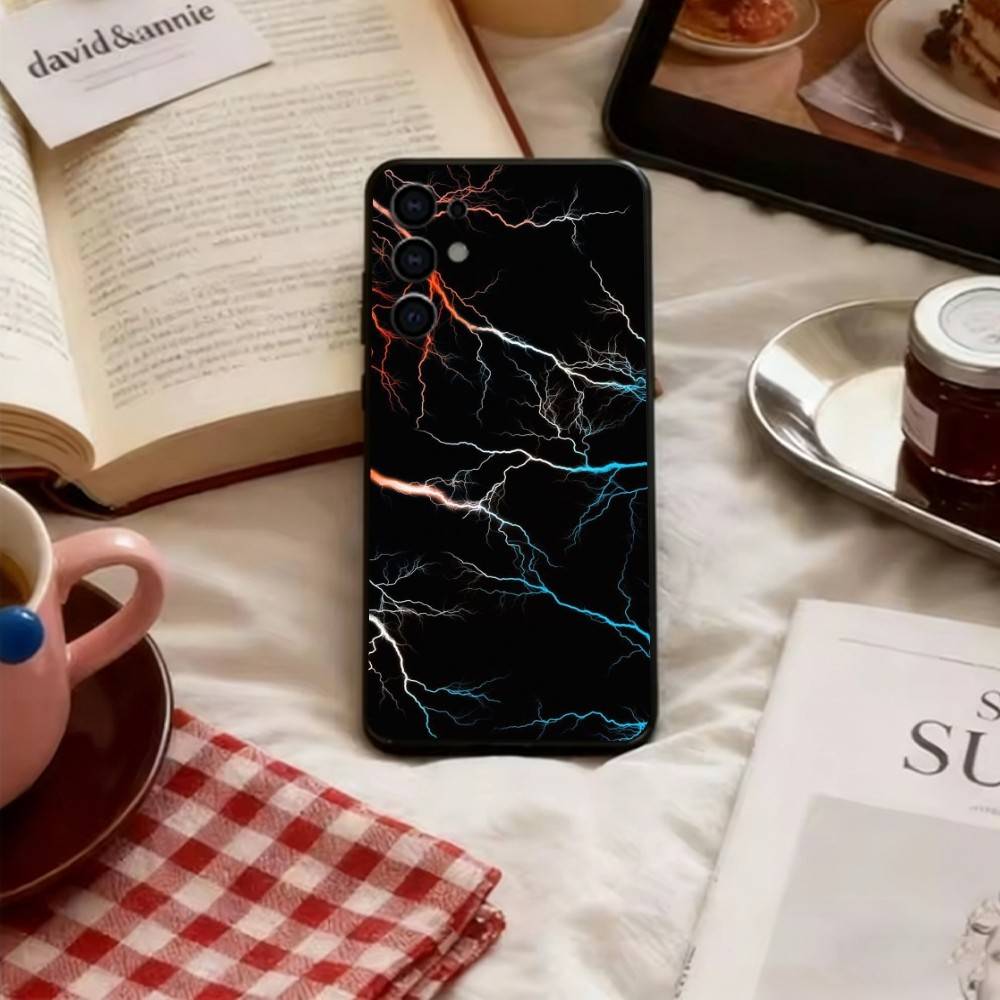 

Lightning texture Phone Case For Samsung S25,S24,S21,S22,S23,S30,Ultra,S20,Plus,Fe,Soft Silicone Black Cover Samsung S24ULTRA