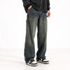 Autumn American Retro Washing Tool Drawstring Jeans Men's Loose Straight Pants