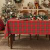 Christmas Tablecloth Vintage Striped Checkered Cotton Linen Dining Party Decor