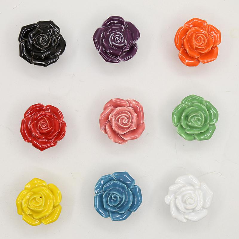 1PC Single Hole Handle Cartoon Cabinet Handles Modern Cupboard Pulls Minimalist Flower Rose Drawer Knobs Fashion