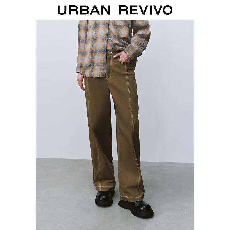 

UR 2025 Spring Retro Contrast Stitch Straight-Leg Pants XS