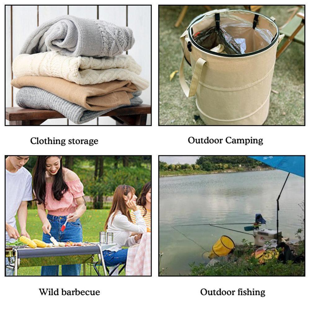Oxford Cloth Outdoor Trash Can Foldable Deciduous Garbage Bag  Household Cleaning