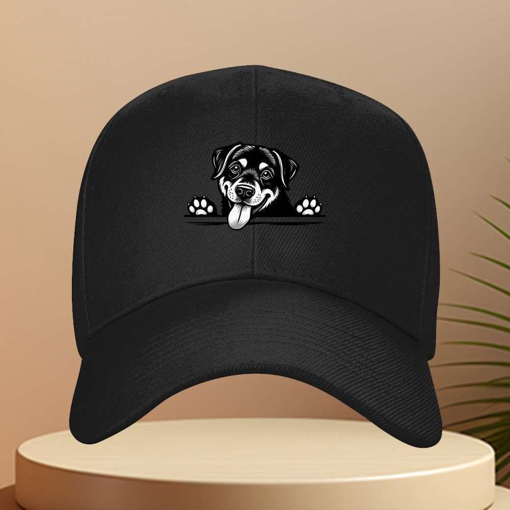 Rottweiler Peekaboo Dog Baseball Cap Adjustable Polyester Summer Outdoor Casual Hat