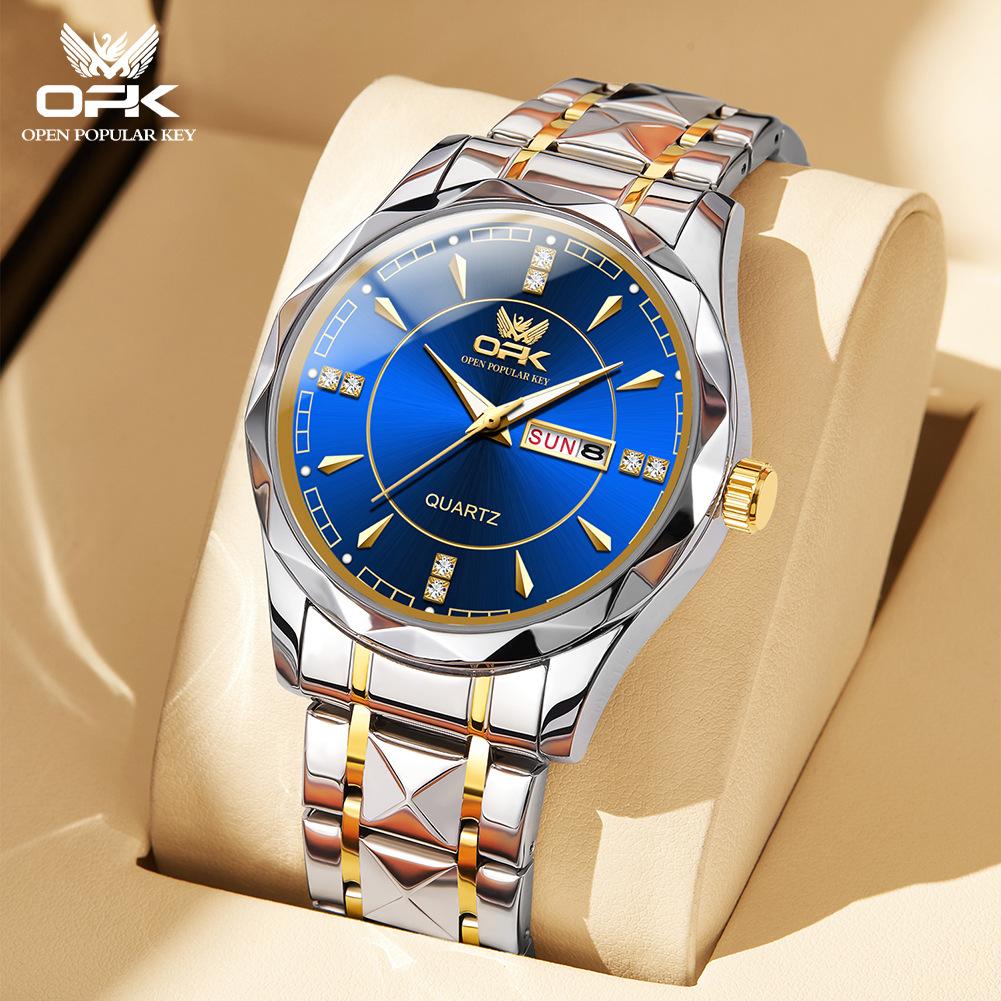 Stainless Steel Business Double Calendar Waterproof Men's Watch Men's Watch Local Tyrant Gold Watch