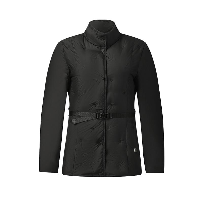 Fila Golf Series Fashion Simple Solid Color Waist-Defined Casual Sports Golf Versatile Lightweight Down Jacket Women Outerwear A11W545901FBK