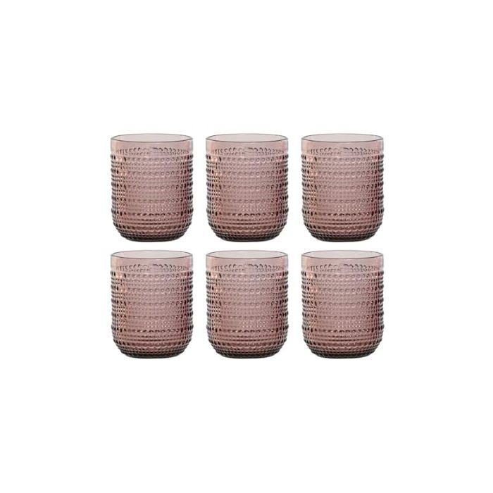 Lot de verres en verre rose - Home ESPRIT - 240 ml - Lot de 6 - 8x8x10 cm - Multicolore - Finition glossy