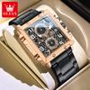 OLEVS Mens Watch Original Square Quartz Watch Waterproof Luminous Stainless Steel Sport Clock Reloj Watch For Men