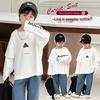 Boys' Trendy Hip-Hop Sweatshirt 2025: Autumn Style, Long-Sleeve Fake Two-Piece for Small and Medium Kids