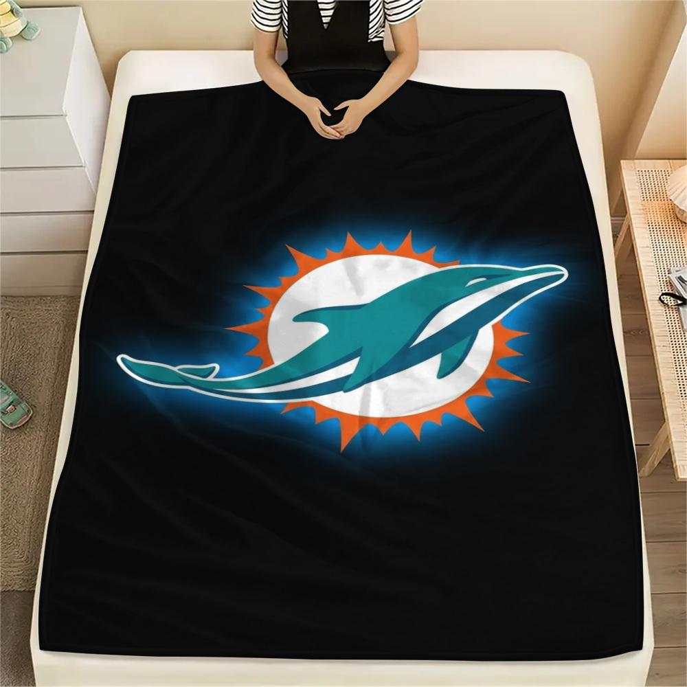 Miami Dolphins Print Flannel Blanket, High Quality Comfortable for All Seasons, Home Decor, Warmth and Comfort, Perfect for Christmas Gifts