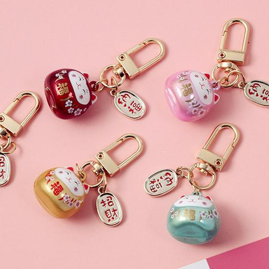Japanisches Omamori Rosa Kirschblüte Katzenanhänger mit Glocke