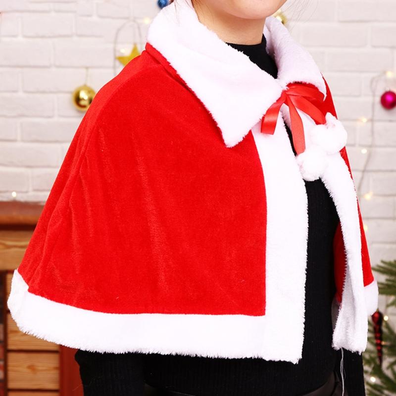 Christmas Santa Claus Party Costume Dress Up Shawl with Hat Outfit Red & White Gold Velvet 3 Type Optional for Adult Kid