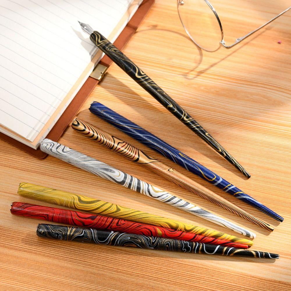 Kit Stylo Plume à Tremper avec Support Pointe en Acier Inoxydable Stylo Plume à Tremper pour Dessin Animé Stylo Signature Durable Affaires