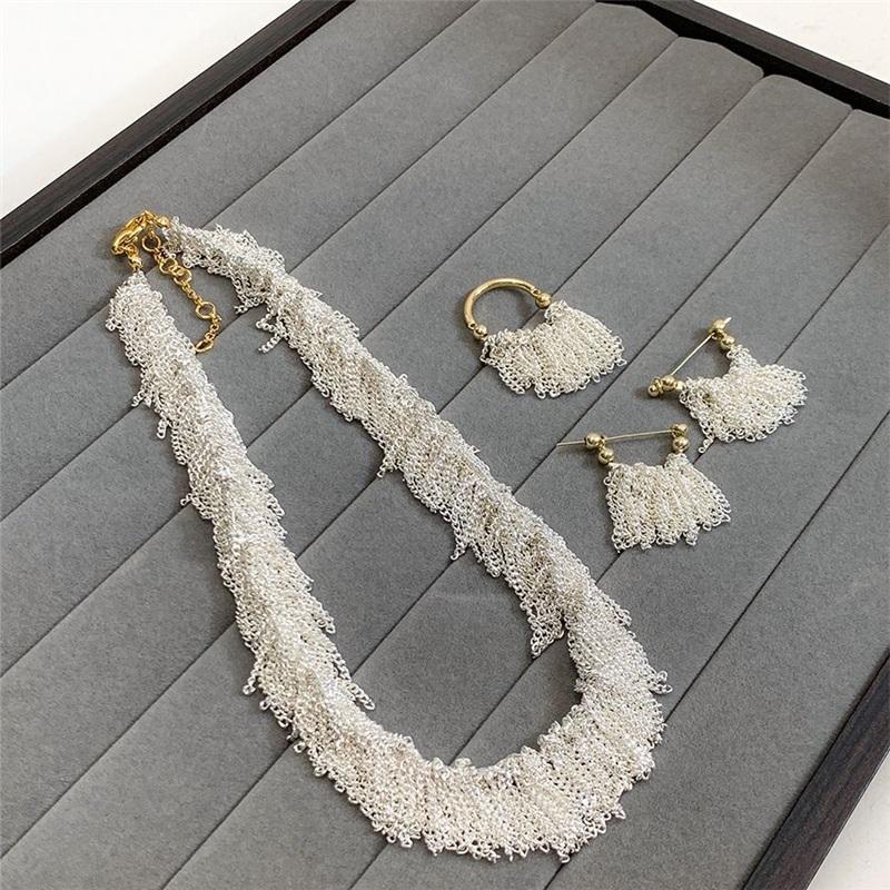 Waterfall Necklace Design Tassel Earrings Female Wave Light Temperament Earrings 14K Collarbone Chain