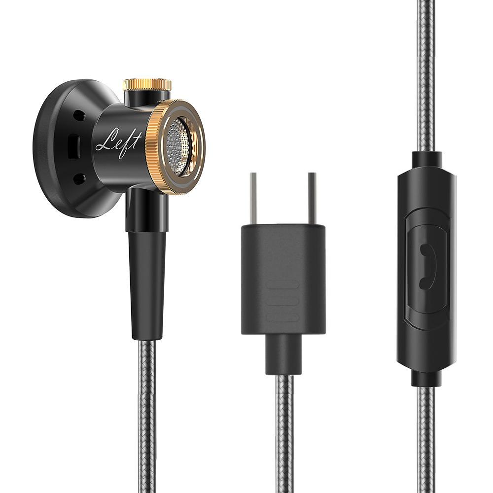 D08 Metal HiFi 3.5mm/Type-C In Ear Wired Earphone Flat Head Headsets With Mic Clear Sound Bass Headphones For Sports Music Gamer
