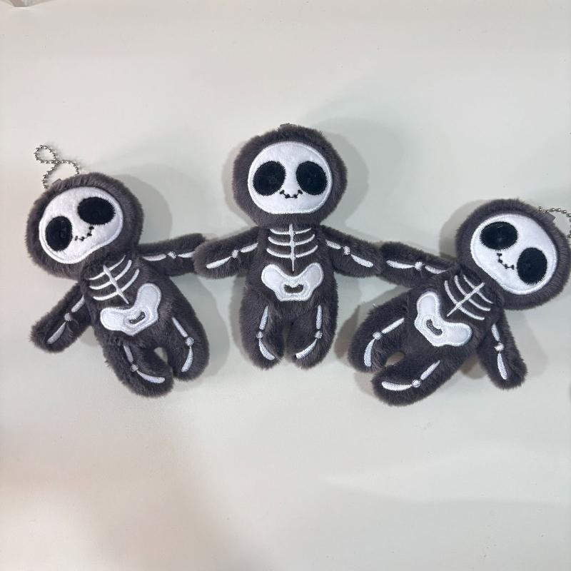 Cartoon Halloween Skeleton Plush Doll Pendant Keychain Creative Backpack Accessory Home Decoration For Children Halloween Gifts