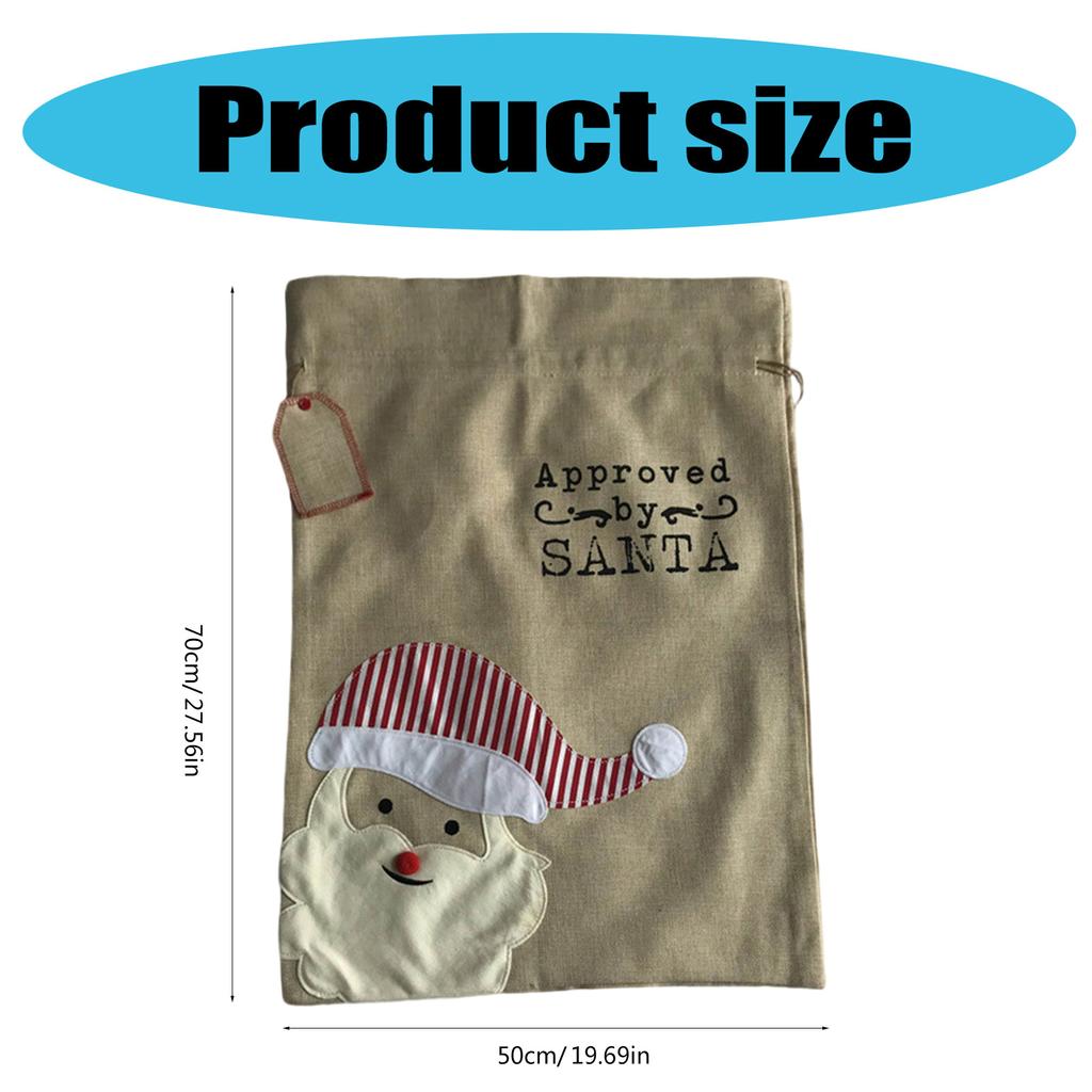 Handmade Christmas Present Pouch Large Polyester Bag for Holiday Gift Wrapping Santa/Deer Candy Storage Container