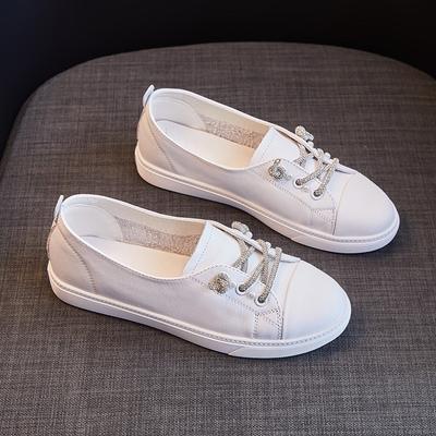 Spring and Summer New Korean Style All-match Genuine Leather White Shoes Women's First Layer Cowhide Flat Shoes