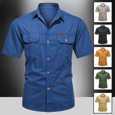 Summer Short-sleeved Shirt Men's Work Clothes Cotton Work Shirt Outdoor Loose Men's Shirt Non-iron