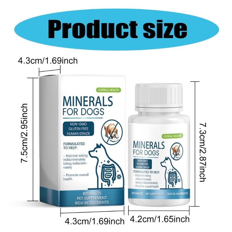 Minerals Supplement Tablets for Dogs 80 Tablets Support Healthy Growth and Daily Nutrition Need Immune Improve