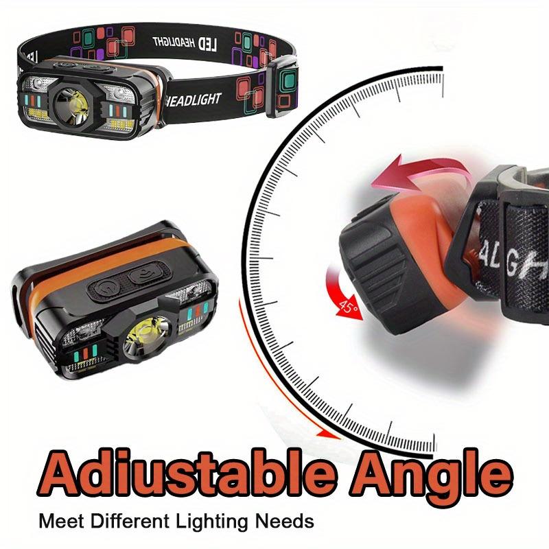 LED Outdoor Rechargeable Headlamp with Motion Sensor for Running,Hiking,Fishing,Floodlight,Emergency Lighting,Camping,Walking,Maintenance,Inspection